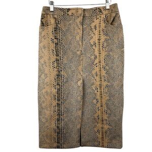 Nicole Miller Snakeskin Print Midi Skirt with Pockets Size 8